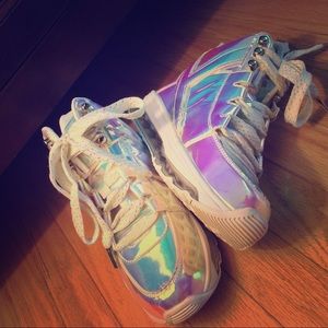 Iridescent holographic Atlantis shoes